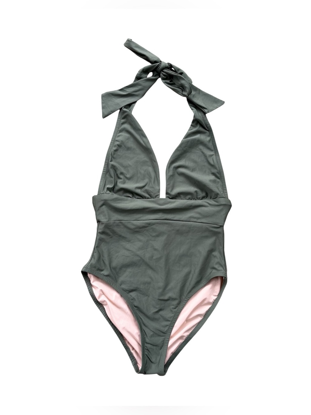 NWT J. Crew Plunging halter one-piece swimsuit Size 8 Green